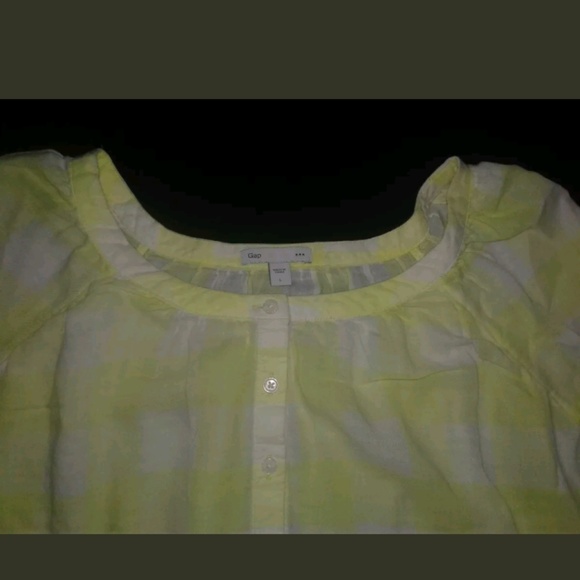 Gap Yellow & White Striped 3/4 Sleeve Blouse Large - Picture 4 of 7